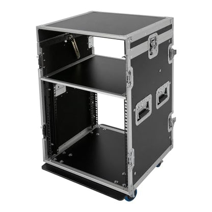 10U PA DJ Rack/Road ATA Case, Network & Stereo Rack with Slant Mixer Tops, Heavy-Duty DJ Work Table Rolling Studio Equipment Cabinet, Amplifier Mixer Storage Stand for Pro Tour Grade, Live Sound - size: 10U