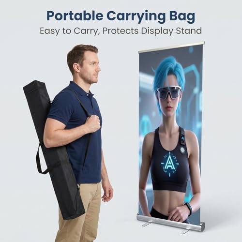 Retractable Banner Stand - 33.5"x80" STANDARD Retractable Roll Up Banner Stand with Travel Bag for Trade Shows Retail Display Corporate Events, Advertising (33.5"x80"STAND ONLY)