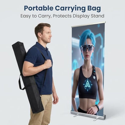 Retractable Banner Stand - 33.5"x80" STANDARD Retractable Roll Up Banner Stand with Travel Bag for Trade Shows Retail Display Corporate Events, Advertising (33.5"x80"STAND ONLY)