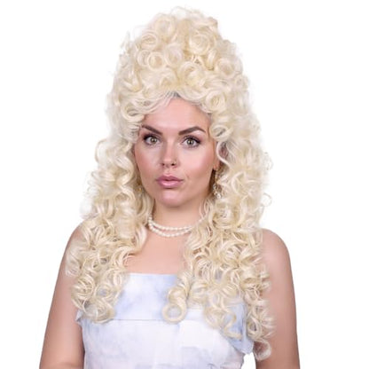 Long Curly Fluffy Cosplay Wig for Women Heat-Resistant Synthetic Fiber Hair Wig for Adult Halloween (Blonde) - color: Blonde