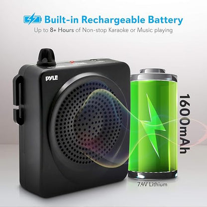 Pyle Portable PA Speaker and Voice Amplifier: Compact Waistband with Rechargeable Battery, Includes Headset Microphone & 3.5mm Aux Jack - Ideal for Tour Guides, Teachers, and Meetings