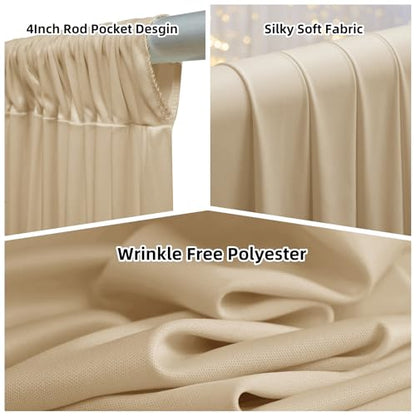 Outpain 20ftx20ft Beige Backdrop Ceiling Drapes,4Panels 20ft Height Wrinkle Free Tent Draping Curtains, Fabric Drapery Ceiling Drapes for Wedding Ceremony Birthday Theme Parties with Rod Pocket - color: Beige, size: 60"W x 240"L (Pack of 4)