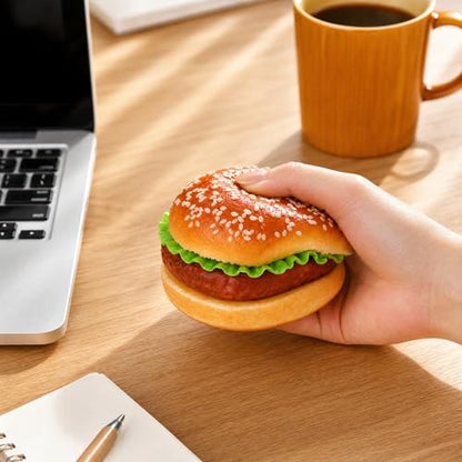 Peohud 2 Pack Artificial Hamburger and 30 Pcs Artificial French Fries, Realistic Fake Food for Display, Faux Beef Burger for Photography Props, Home Kitchen Party Decoration