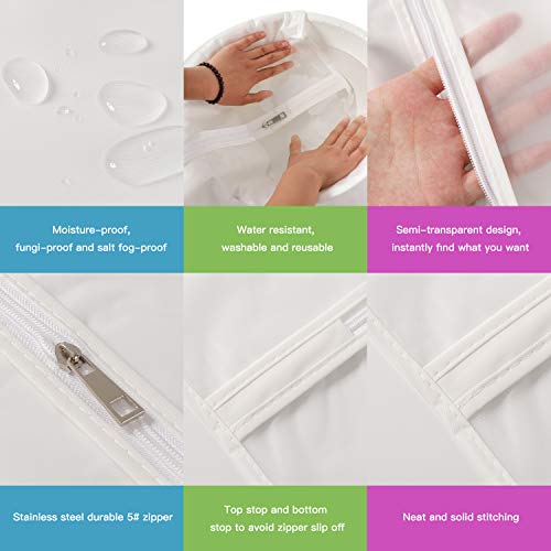 Garment Bags 12 Pack, 24x31 Inch Clothes Covers for Kids Clothes | Dust Proof Translucent PEVA, Full-Length #5 Zipper, 12 Clear Bags, for Kids' Clothing, Blouses and Small Closets - size: 24" x 31" 12 Piece Set