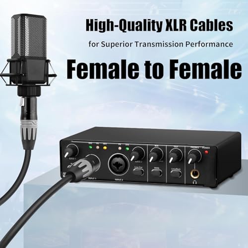 SMALL-EYE XLR Female to Female Mic Cable 5 ft 2-Pack, 3-Pin Balanced | 22AWG OFC Copper, Low Noise Audio, Reliable Connector Fit, Studio and Live Sound - size: F to F -5ft, style: Female to Female