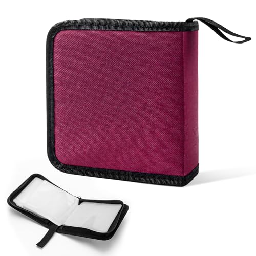 Car CD Case, 40 Capacity DVD Disc Zipper Organizer Storage Binder Wallet, Universal Portable CD Protective Case Holder for Vehicle Home Office Travel, Car Accessories (Purple) - color: Purple