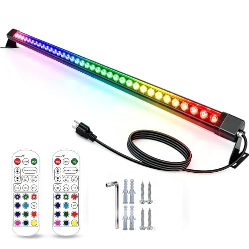 RGB Wall Washer Light Outdoor, Plug-in 120V 40 Inch IP67, RF Remote 1 Pack | Timer RGB Color Changing Wall Wash Light Landscape Accent Lighting for House, Garden, Building, Stage 150° adjustable bracket - color: RGB-1pack