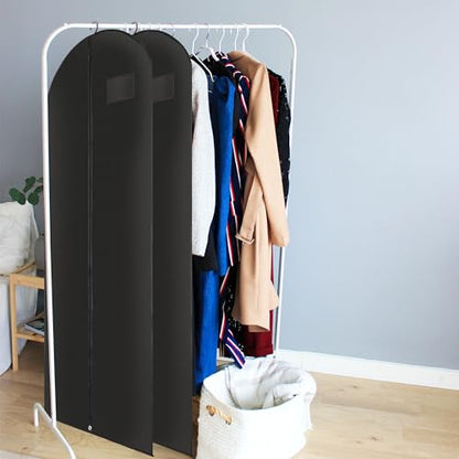 Black Long Dress Garment Bags for Hanging Clothes Travel, Set of 3 Portable Men's Business Travel Suit Bags,Clothes Protector Waterproof for Long Coat, Fur, Mink, Gown (63x23.8 inch) - size: 3 Pcs 63x23.8 In