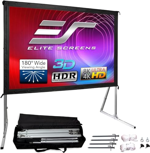 Elite Screens Yard Master 2, 120 inch Outdoor Projector Screen with Stand 4:3, 8K 4K Ultra HD 3D Portable Fast Folding Movie Theater Cinema 120" Indoor Foldable Rear Projection Screen, OMS120VR2 - size: 120-inch, style: 4:3 Aspect Ratio