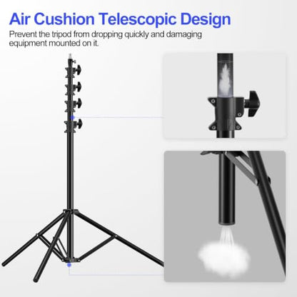 EMART 15.8ft Heavy Duty Light Stand Photography Tripod for Photography | Air-Cushioned Aluminum Alloy Light Stand with 1/4'' and 3/8'' Screw, Compatibility for Sports Games/Wedding Recording - size: 15.8FT