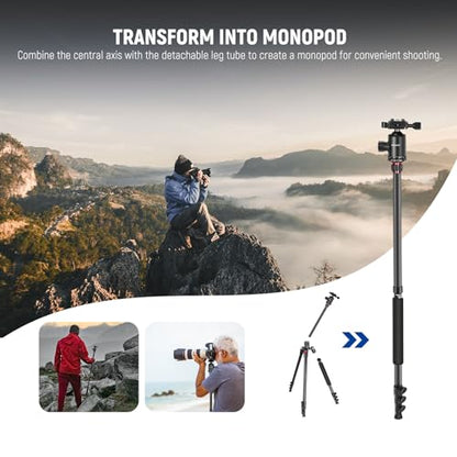 NEEWER 77 Inch Camera Tripod Monopod for DSLR & Phone, Aluminum, TP77 | 360° Panoramic Ball Head, 2 Axis Center Column, Arca Type QR Plate, Bag, Compact Lightweight Travel Tripod, 34lb Max Load - style: Travel Tripod