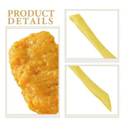 Toyvian Artificial Fried Chicken Model and French Fries Model 10-Piece Fake Food Set for Doll House Kitchen Display Food Decor Photobooth Props Market Showcase Small Lightweight