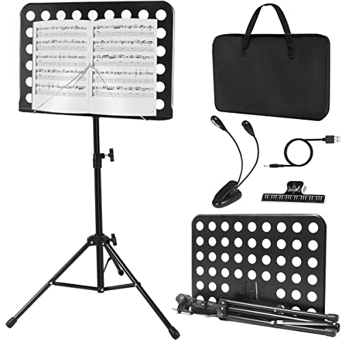 lotmusic Sheet Music Stand, Portable Music Stand, Foldable and Height-Adjustable Music Stand with Bag, Sheet Music Clip, Light, Suitable for Playing Musical Instruments and Traveling Out - color: Small