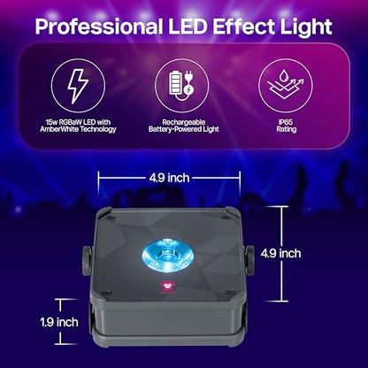 Ape Labs Mini 2+ Ultra Efficient LED Uplighting with Remote & 10 Hours Battery Life for Weddings, DJs & Event Lighting - IP65 Waterproof RGBaW Spotlight with MusikMode & DMX App Control - Set of 2 - color: Gray, size: Set of 2