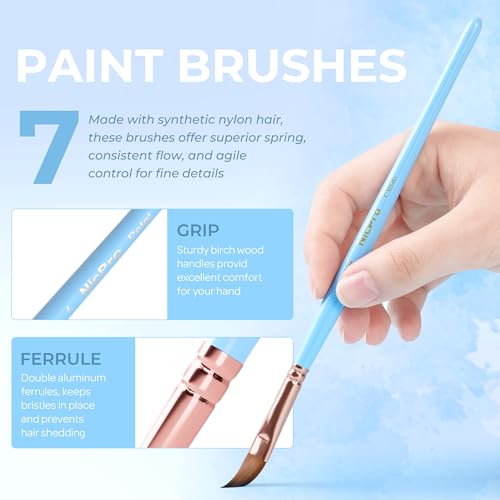 Nicpro 7pcs Face Paint Brush Set,Aesthetic Pastel Face & Body Paint Brushes | Artist Paintbrushes for Acrylic Watercolor Oil Gouache, Professional Painting Brushes for Halloween Cosplay Party Makeup Kit - color: Pastel