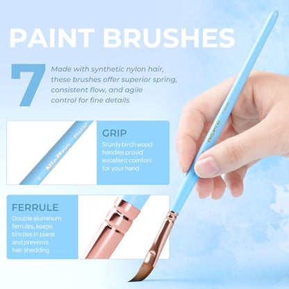 Nicpro 7pcs Face Paint Brush Set,Aesthetic Pastel Face & Body Paint Brushes | Artist Paintbrushes for Acrylic Watercolor Oil Gouache, Professional Painting Brushes for Halloween Cosplay Party Makeup Kit - color: Pastel