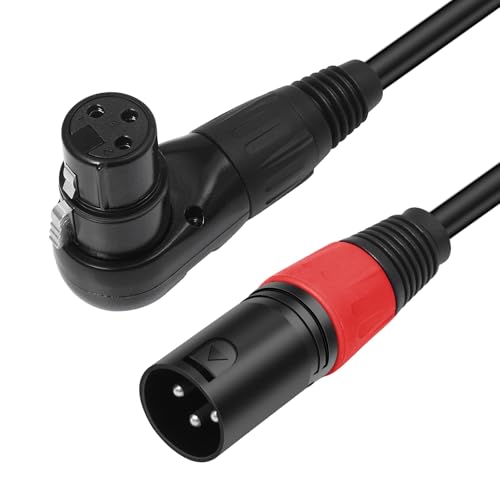 Right Angle XLR Cable 3.3FT, 2Pack, Black, Straight Male to 90 Degree Female Microphone Cable Cord, 3Pin XLR Adapter for Sound Devices Mixer Recorder - size: 3.3FT, style: R/A FM to ST Male