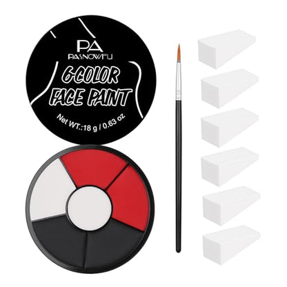 Black White Red Face Body Paint, Professional 6 Colors Body Paint SFX Makeup Palette， Cream Water Based Face Paint for SFX Halloween Cosplay Joker Zombie Vampire Skeleton Clown Vampire Makeup - color: Vampire Makeup