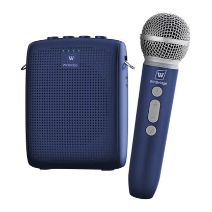 WinBridge Voice Amplifier with Wireless Mic for Teachers Blue WB009 | 15W Powerful Pa System,Bluetooth with 50ft Range, 12–15hr Battery, Dual Voice+Music Mode, Portable Lightweigh,Mute Control - color: Blue