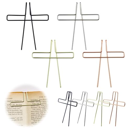 4 Pack Music Book Metal Clip Page Holder for Reading, 4 Colors Book Opener Holder Clip Portable Piano Sheet Music Holders Accessories for Reading Lovers (Rose Gold, Black, Gold, Silver)