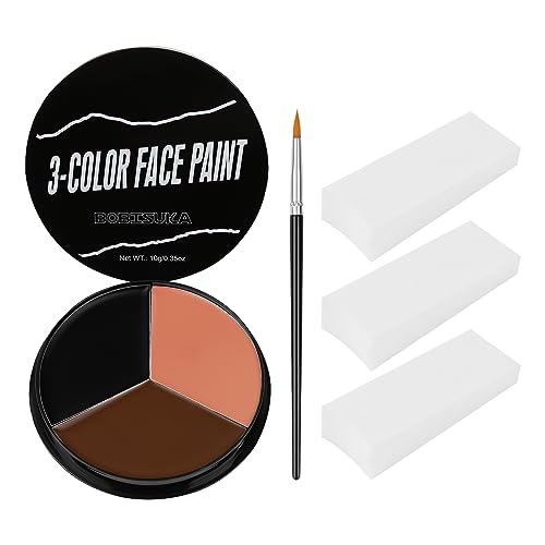 Black Brown Terracotta Face Paint + 3PC Sponge + Brush Body Paint Set, Colored Eye Black for Baseball Softball Sport Games, Werewolf, Deer Face Painting for Halloween, Cosplay, Costume, Theme Parties - color: WEREWOLF
