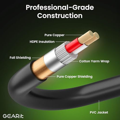 GEARit XLR Male Cable to Dual 1/4 Inch 10 ft, XLR to 2 x 6.35mm Y Splitter Audio Cable with 3.5mm Adapter for Guitar, Bass, Instruments, Mixer, Amps, Speakers, Audio Recording & PC - size: 10 Feet