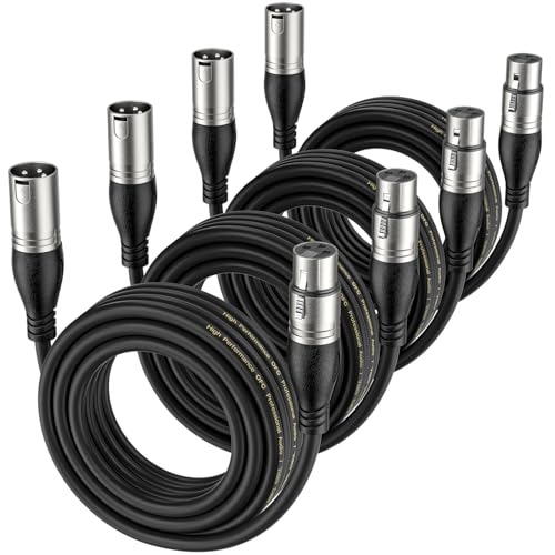 EBXYA XLR Cable 15ft 4 Packs Microphone Cable with 3-Pin XLR Male to Female | Balanced, Professional Shielded, for Mic, Mixer, Speaker Systems, Radio Station and Podcast, Black - color: Black, size: 15 Feet-4 Pack