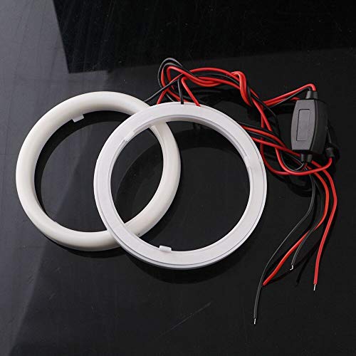 YM E-Bright 80mm White LED Angel Eyes Halo Rings, 1 Pair | Soft cotton-style halo rings with housings create even accent lighting for compatible 12V or 24V vehicle headlamps. - size: 80MM