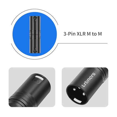 XLR Male to Male Audio Adapter, Black Shell Secure Locking Coupling Connector, 3-Pin Lossless Signal Transmission, Durable XLR Extender for Studio & Stage Equipment Cable Adapter 3-Pack
