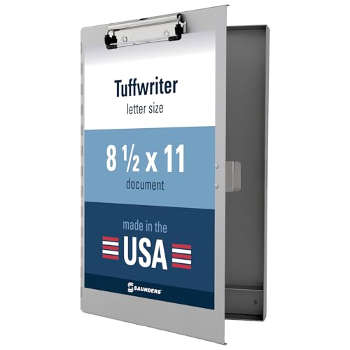 Saunders Redi-Rite Metal Storage Clipboard, Silver, Letter, Nursing | 89% recycled aluminum, self-locking latch, 1.5in storage, steel clip w/ ID holder, fits 8.5x11in, HIPAA-friendly, USA-made
