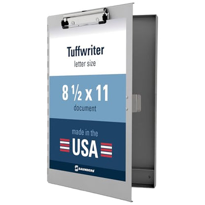 Saunders Redi-Rite Metal Storage Clipboard, Silver, Letter, Nursing | 89% recycled aluminum, self-locking latch, 1.5in storage, steel clip w/ ID holder, fits 8.5x11in, HIPAA-friendly, USA-made
