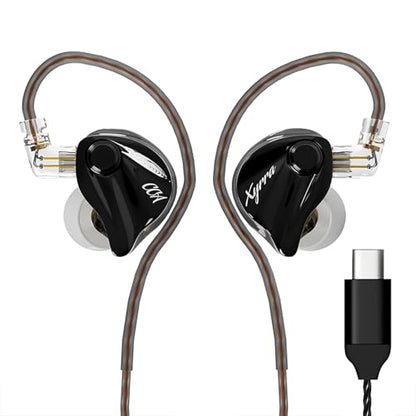 CCA Xyrra Dual Driver in-Ear Monitor Headphones,1DD+1BD HiFi IEM Earphones,Wired Gaming Earbuds for Gamers Musicians - color: Black, style: Without Mic,USB-C