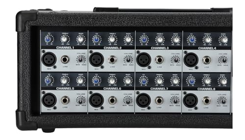 Rockville RPM85 2400W Powered 8 Channel Mixer, Bluetooth, USB/SD, 5 Band EQ, Adjustable Echo/Delay, +15V Phantom Power, for Live Music and Events
