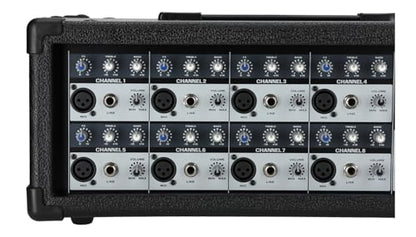 Rockville RPM85 2400W Powered 8 Channel Mixer, Bluetooth, USB/SD, 5 Band EQ, Adjustable Echo/Delay, +15V Phantom Power, for Live Music and Events