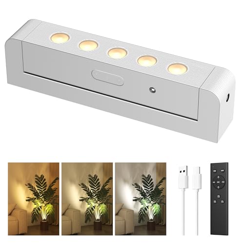 LED Spotlights Indoor, Rechargeable Uplights with Daily Auto Timer, 5500mAh Battery, 3CCT, Dimmable & Remote Control, Wireless Accent Lighting for Plants, Wall Display & Artwork - color: White, size: 1 Pack