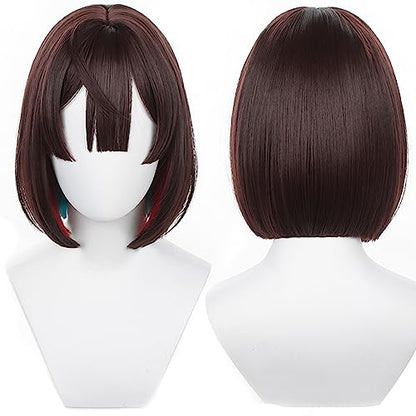 Anime Brown Short Wigs with Bangs Women Bob Straight wig Game Cosplay wig High-Temp Fiber Wig Halloween,Christmas,Comic con,Theme Party,Game Show - color: Brown