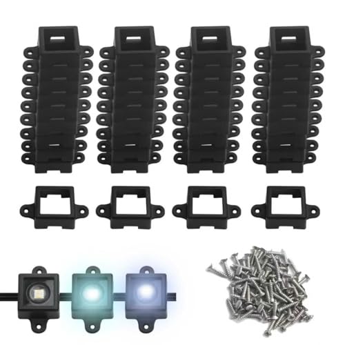 40 Set Light Clips for Govee Permanent Outdoor Lights | Compatible with H705 H805 Non-pro Version Outdoor Light Mounting Bracket Clips and 80 screws, Black (Square) - color: black-40