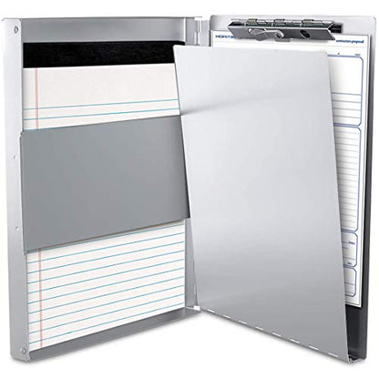 Sunnyclip Aluminum Clipboard with Storage (Letter Size), Metal Recycle Form Holder Portfolio Binder with Clip Inside Posse Box, for Office Business Medical Professionals Stationer - size: Letter Size 13 x 9 x 1 in