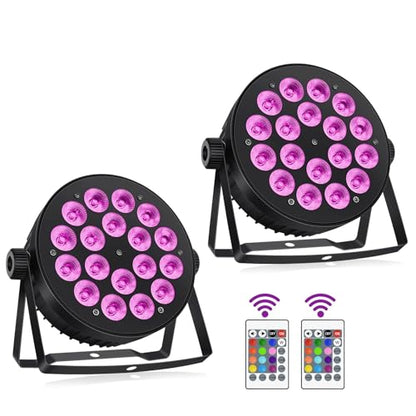 LED Par Lights DMX,90W RGBW 4IN1 LED Stage Par Lights Stage DJ Par Can Light Sound Activated Auto Play by Remote&DMX Control for Events Wedding Party DJ Stage Live Show 2 Pack