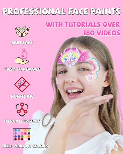 Anka Bella 60gm Water Activated Split Cake Face Paint,Professional Washable Non Toxic Face Painting Kit for Kids & Adults,Gift for Halloween Birthday Parties/Carnival - color: 6 Bright Color Paint