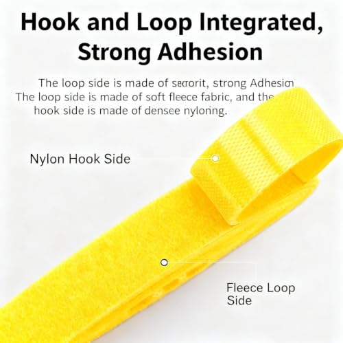 Hook and Loop Tape - 32ft x 1" Self Adhesive Strips Roll, Strong Sticky Double Sided Adhesive Tape for Cable Management, Wire Ties, Garden Plants, Reusable Fastening Ties (Yellow) - color: Yellow, size: 1IN/32FT