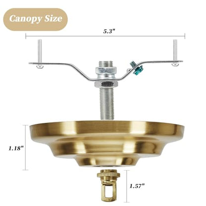 Heavy Duty Light Fixture Canopy Kit 5.3 Inches Diameter & 5.9 Feet Chain Ceiling Mounting Hardware for Pendant Light, Chandelier or Swag Light Fixtures, Brass - color: Brass