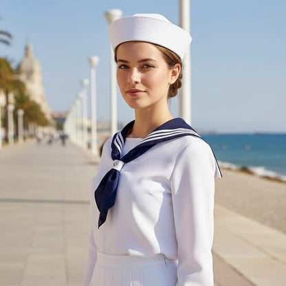 White Sailor Hat men, Captains Hat for Men, Navy Captain Hats, Costume Sailor Cap Yacht Sailors Ship Caps for Women Dressing Up Party Adults Nautical Costume, 21 Inch