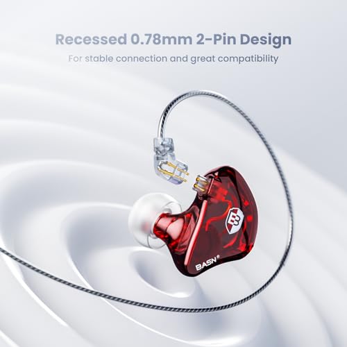 BASN Bsinger Pro in Ear Monitor Headphones,Dual Drivers 2-Pin IEM Earbuds - color: Clear Red