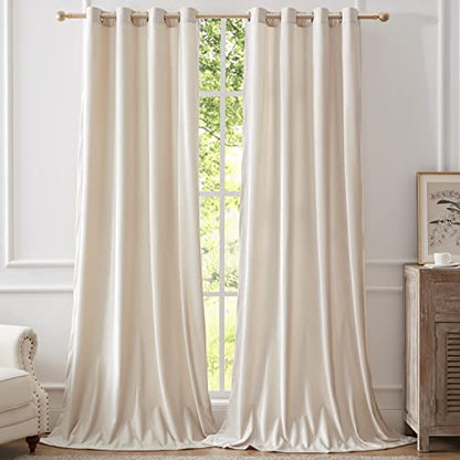 BULBUL Luxury Cream Iovry Velvet 96 inch Curtains 2 Panels,Floor to Ceiling - color: Cream, size: 52"W x 96"L (Pack of 2)