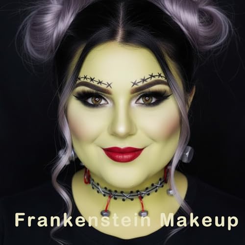 Ogre Green Face Paint with Setting Powder and sponge,1.01 Oz Water Based Green Body Paint,Halloween Face Painting Kit SFX Makeup Cosplay Monster Witch Elphaba Costume for Adults & Kids - color: Ogre green with setting powder