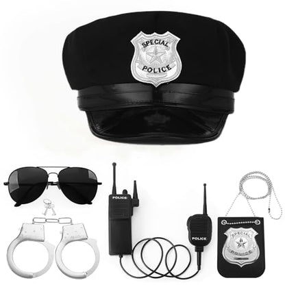 Police Costume Accessories Adjustable Cop Hat for Adults Boys Girls Police Officer Theater Dress Up Theme Party - color: Set-c