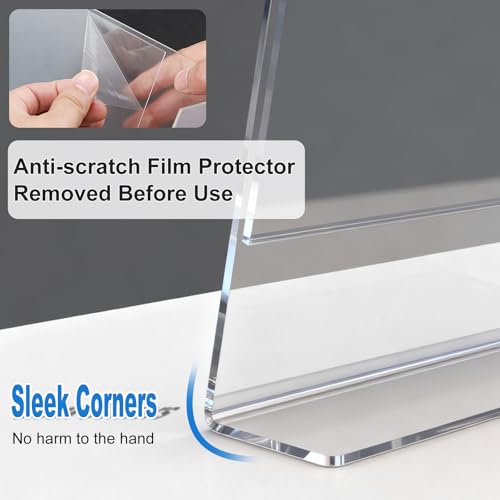 15 Pack Acrylic Sign Holder 8.5 x 11, L-Shape Clear Plastic Display Stand for Tabletop, Acrylic Stands for Flyers, Table Paper Holder, Vertical Sign Holder 8.5x11 for Restaurants, Office and School(Slant 15 Pack 8.5x11) - size: Slant 15 Pack 8.5x11