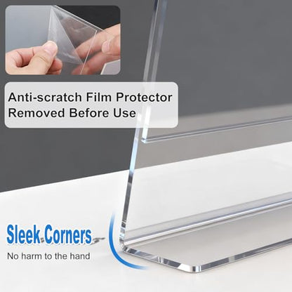 6 Pack Acrylic Sign Holder 8.5 x 11, L-Shape Clear Plastic Display Stand for Tabletop, Acrylic Stands for Flyers, Table Paper Holder, Vertical Sign Holder 8.5x11 for Restaurants, Office and School (Slant 6 Pack 8.5x11) - size: Slant 6 Pack 8.5x11