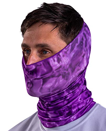 Aqua Design Fishing Hunting Masks Neck Gaiter: Men and Youth UPF 50+ Sun Mask Protection: Camo Face Cover Balaclava Bandana - color: Liquid Purple, size: X-Small